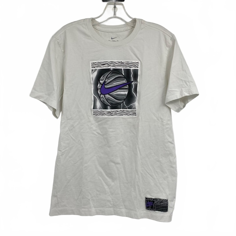 Nike White Gray Short Sleeve Tee Lightning basketball | Mens M